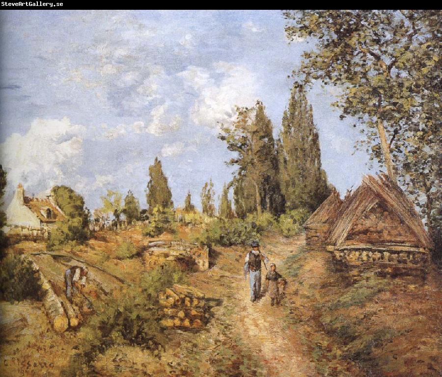 Camille Pissarro Walking in the countryside on the road loggers